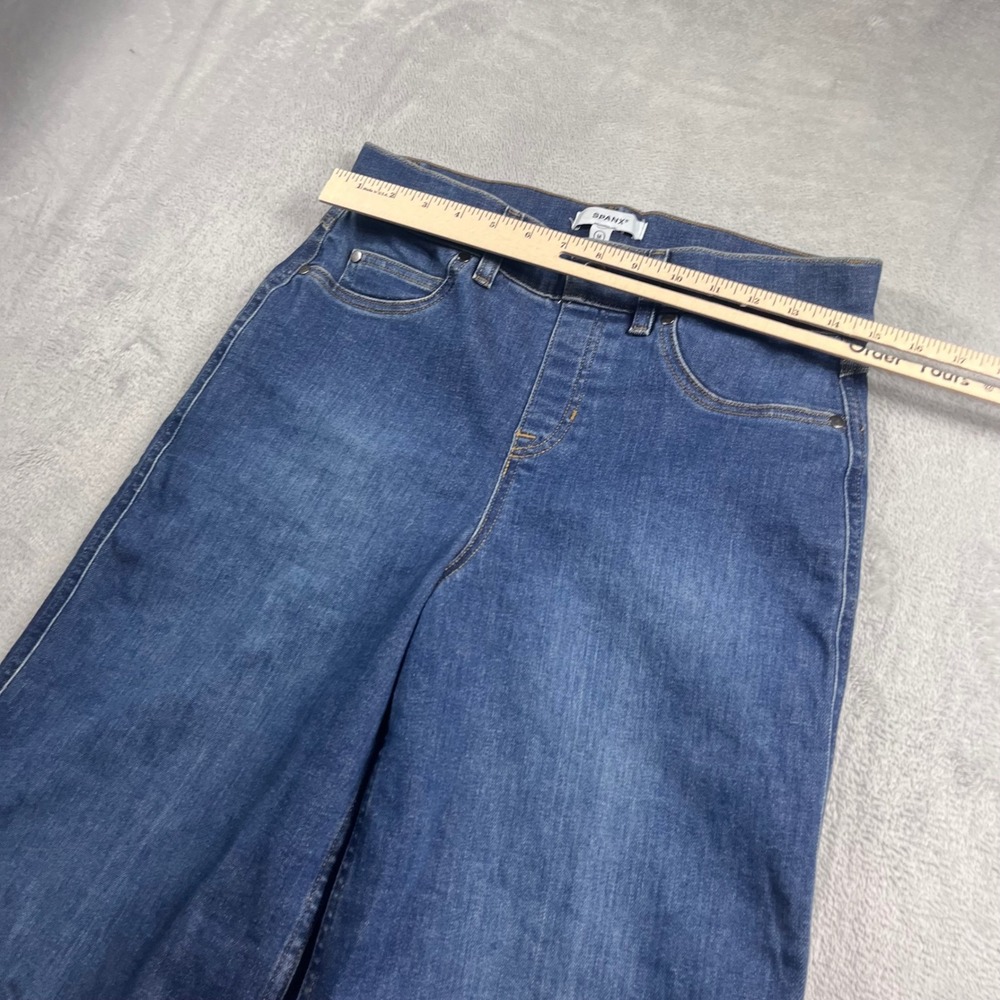 Spanx High Rise Wide Leg Jeans Medium Wash Blue Pull On Denim Size M 21649Q - Picture 5 of 12